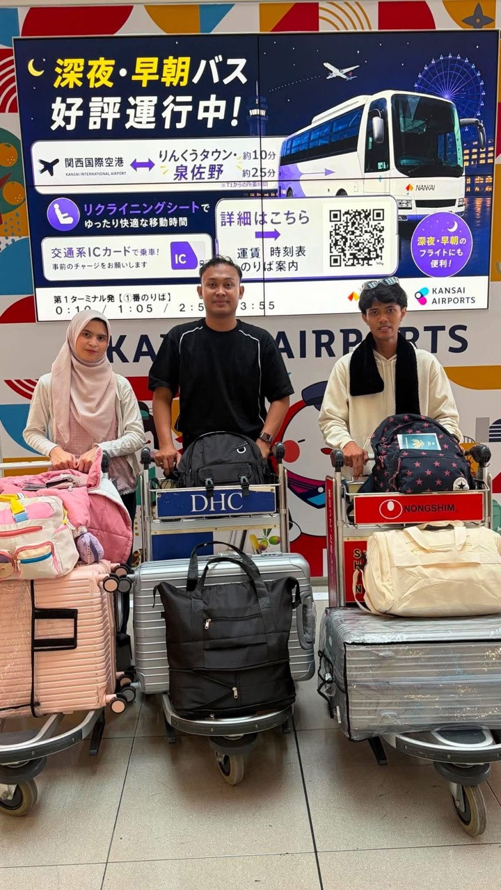 インドネシアから入国し、大阪府の病院様で就労予定の女性1名と男性2名